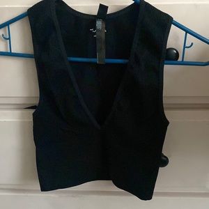 Urban outfitters deep ribbed v neck cropped tank